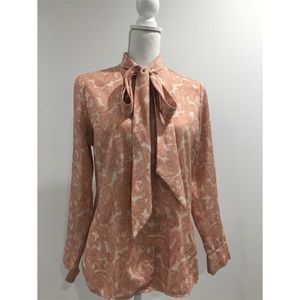 Tie Neck Satin Print Blouse